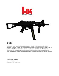 UMP 
A successor to the MP5 submachine gun, the UMP is made using the latest in advanced 
polymer
