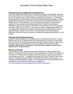 Calculate GAI (General Ability Sum of Scaled Scores) | PDF | Data ...