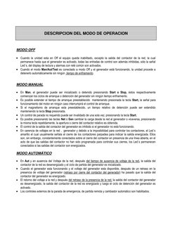 DESCRIPCION DEL MODO DE OPERACION 
 
 
 
MODO OFF 
 
 Cuando la unidad esta en Off el equipo queda inabilitado, exce