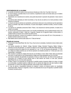 DESCONEXION DE LA ALARMA 
 La pantalla normalmente muestra una de las lecturas indicadas por el Net, Gen, Freq, Batt o H