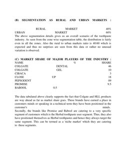 (B) 
SEGMENTATION 
AS 
RURAL 
AND 
URBAN 
MARKETS 
: 
  
   
RURAL 
MARKET             
40% 
URBAN 
MARKET             
60%