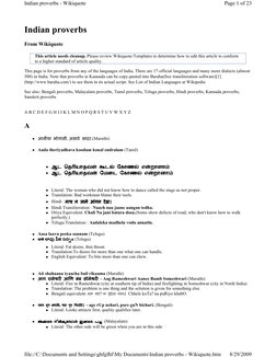 Indian proverbs 
From Wikiquote 
This article needs cleanup. Please review Wikiquote:Templates to determine how to edit this