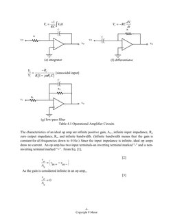 -4-
Copyright F.Merat
V
RC Vdt
o
i
= - Ú
1
-
+
R
V2
Vo
C
(e) integrator
V
RC dV
dt
o
i
= -
-
+
R
V2
Vo
C
(f) differentiator
V