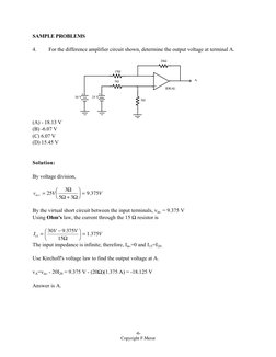 -6-
Copyright F.Merat
SAMPLE PROBLEMS
4.
For the difference amplifier circuit shown, determine the output voltage at terminal
