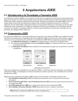 Curso de Java Server Pages – Nivel básico
Pagina 7 / 46
3 Arquitectura J2EE
3.1 Introducción a la Tecnología y Conceptos J2EE