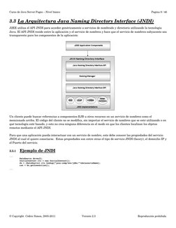 Curso de Java Server Pages – Nivel básico
Pagina 8 / 46
3.3 La Arquitectura Java Naming Directory Interface (JNDI)
 
 
J2EE u