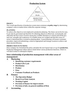 Production System
 POLICY
