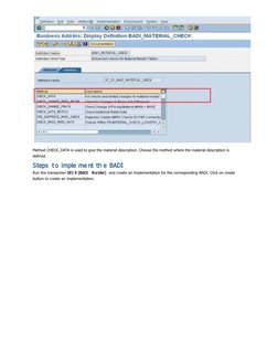Method CHECK_DATA is used to give the material description. Choose the method where the material description is 
defined. 
St