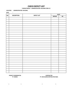 Badak Project Defect List Overview | PDF
