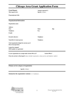 Chicago Area Grant Application Form 
 
 
 
 
 
 
 
 
 
 
 Rev. 9/10 
1
 
Chicago Area Grant Application For