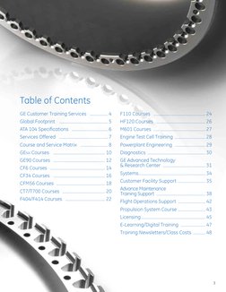 TRAINING
GE Customer Training Services  ………………4
Global Footprint   …………………………………………5
ATA 104 Specifications  ………………………………6
Se