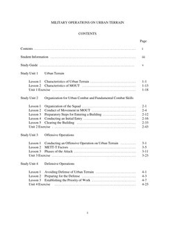 MILITARY OPERATIONS ON URBAN TERRAIN
CONTENTS
      
Page
Contents . .. . . . . . . . . . . . . . . . . . . . . . . . . . ..