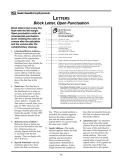 14
KCI Reader-Based Writing Style Guide
Block letters have every line
flush with the left margin.
Open punctuation omits all