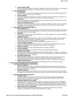 5.
Cost of quality (COQ)
Define and distinguish between prevention, appraisal, internal, and external failure cost categories