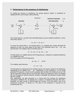 DE NAYER (ir. J. Meel)              IWT HOBU-fonds                Spread Spectrum                9
4. Performance in the pres