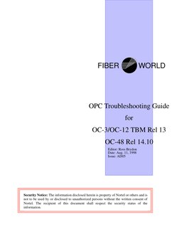 OPC Troubleshooting Guide
for
OC-3/OC-12 TBM Rel 13
OC-48 Rel 14.10
Security Notice: The information disclosed herein is prop
