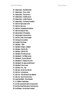 LISTA DE LIBROS 
 
I Love Books 
316. Johanna Lindsey - Mi adorable bribona 
317. Johanna Lindsey - Tierna y rebelde 
318. Jo