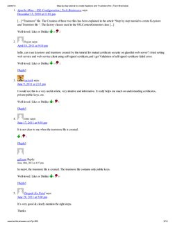 23/05/13
Step by step tutorial to create Keystore and Truststore file | Tech Brainwave
www.techbrainwave.com/?p=953
5/13
1. A