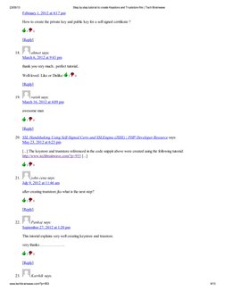 23/05/13
Step by step tutorial to create Keystore and Truststore file | Tech Brainwave
www.techbrainwave.com/?p=953
9/13
Febr