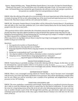 Emcee Script for 18th Birthday Debut | PDF