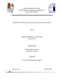 Instituto Politécnico Nacional 
Escuela superior de Ingeniería y Arquitectura 
“Unidad ZACATENCO” 
 
 
 
 
 
Supervisión de
