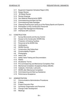 SCHEDULE “B” 
REQUISITION NO. 3000495791 
 
 
B-ii 
 
3.11 Equipment Inspection Schedule Report (EIS) 
3.12 Design Review 
3.