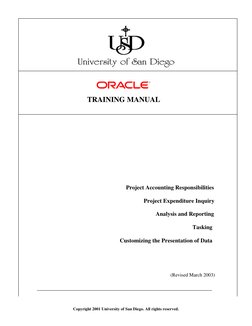 Copyright 2001 University of San Diego. All rights reserved.
TRAINING MANUAL