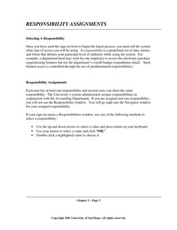 Copyright 2001 University of San Diego. All rights reserved.
RESPONSIBILITY ASSIGNMENTS
Selectin