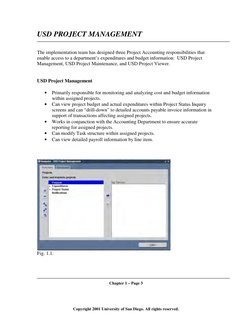 Copyright 2001 University of San Diego. All rights reserved.
USD PROJECT MANAGEMENT
The implementation team has designe