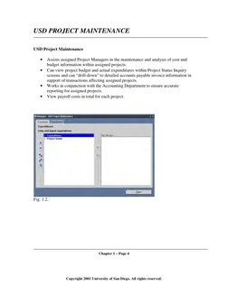 Copyright 2001 University of San Diego. All rights reserved.
USD PROJECT MAINTENANCE
USD Project Maintenance
• Assis