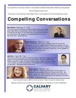 Event tickets $10 each or $30 for the whole series .  More info at www.calvarydc.org 
 
Register at https:/ /www.eventbrite