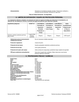 Número de IDH: 1593892 
Nombre de producto: Festergrout NM 800
página 3 de 5 
 
Almacenamiento: 
Almacenar en los bid