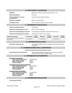 Número de IDH: 1593892 
Nombre de producto: Festergrout NM 800
página 4 de 5 
 
10.  REACTIVIDAD Y ESTABILIDAD 
 
Est
