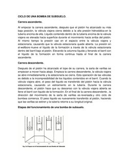 CICLO DE UNA BOMBA DE SUBSUELO. 
Carrera ascendente. 
Al empezar la carrera ascendente, después que el pistón ha alcanzado su