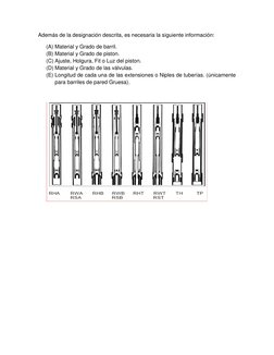 Además de la designación descrita, es necesaria la siguiente información: 
(A) Material y Grado de barril.  
(B) Material y G