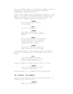 is on a computer screen.  His criminal dossier scrolls by
     endlessly:  bombings, assassinations, mercenary
     kidn