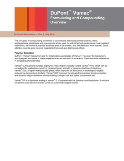 DuPont™ Vamac®  
Formulating and Compounding 
Overview 
 
 
Technical Information — Rev. 2, July 2010 
The principles of comp