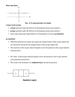Basic operation
Fig – b Vi characteristics of a diode
n-type versus p-type
•
n-type materials make the Silicon (or Germanium)