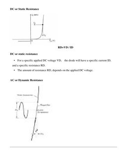 DC or Static Resistance
RD=VD / ID
DC or static resistance
•
For a specific applied DC voltage VD,
the diode will have a spec