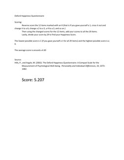 Oxford Happiness Questionnaire Guide | PDF | Happiness | Questionnaire