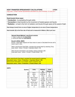 Heat Transfer Calculation Spreadsheet | PDF | Microsoft Excel ...