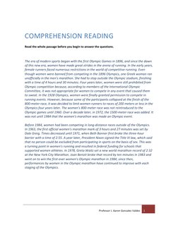 Professor J. Aaron Gonzalez Valdez  1 
 
COMPREHENSION READING 
Read the whole passage before you begin to answer the questio