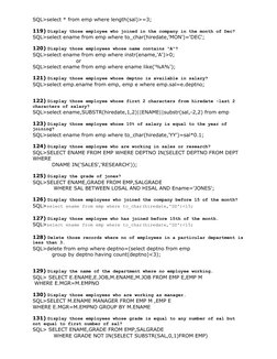 SQL>select * from emp where length(sal)>=3;
119) Display those employee who joined in the company in the month of Dec?
SQL>se