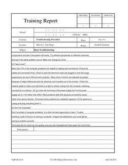 PREPARED
REVIEWED
APPROVED
/
/
/
Contents
Place
Lecturer
Writer
Subject
components and see if the system still works. Try dif