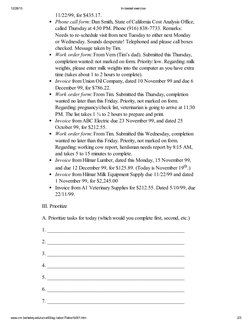 12/28/13
In-basket exercise
www.cnr.berkeley.edu/ucce50/ag-labor/7labor/b001.htm
2/3
11/22/99, for $435.17.
Phone call form: