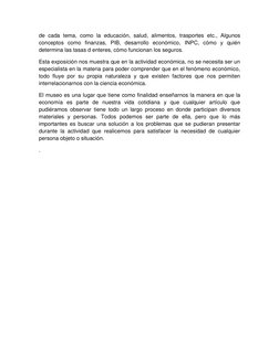 de cada tema, como la educación, salud, alimentos, trasportes etc., Algunos 
conceptos como finanzas, PIB, desarrollo económi