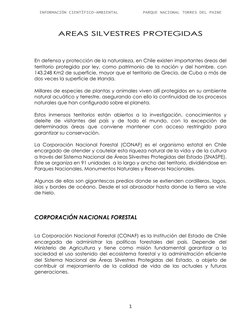 IINNFFOORRMMAACCIIÓÓNN CCIIEENNTTÍÍFFIICCOO--AAMMBBIIEENNTTAALL
PPAARRQQUUEE NNAACCIIOONNAALL TTOORRRREESS DDEELL PPAAIINNEE