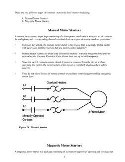 3
Figure 26.  Manual Starter
There are two different types of common “across the line” starters including
1.  Manual Motor St
