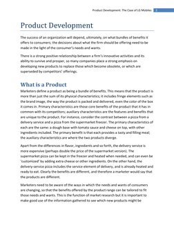 2 
Product Development: The Case of LG Mobiles 
Product Development 
The success of an organization will depend, ultimately