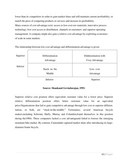 10 | P a g e  
 
lower than its competitors in order to gain market share and still maintain current profitability; or 
match